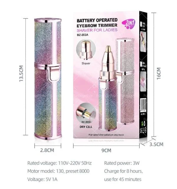2 In 1 Hair Remover  Eyebrow Trimmer For Women - PAK