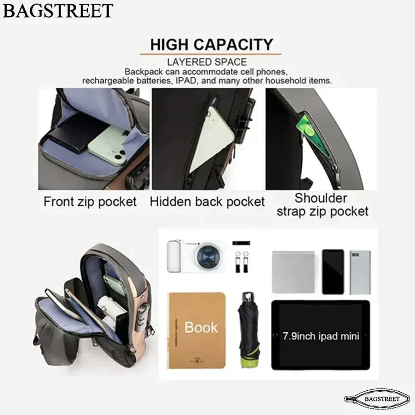 Chest Bag Multi function Cross-body Sport Running Travel Sling Pack Anti-theft For Men - PAK