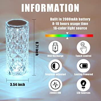 Crystal Table Touch Lamp - PAK