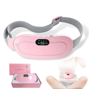 PAKBEAUTIFY electric heating belt for menstrual cramps with vibration therapy and adjustable design for pain relief.