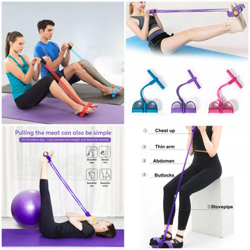 Foot Pedal Resistance Band Elastic Sit-up Pull Rope Yoga Fitness Gym - PAK
