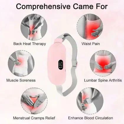 Pakbeautify electric heating belt for menstrual cramps with vibration massage, providing relief and soothing warmth during periods.