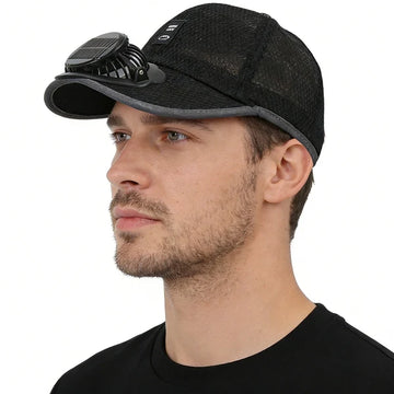 Solar Fan Cap with Rechargeable Battery