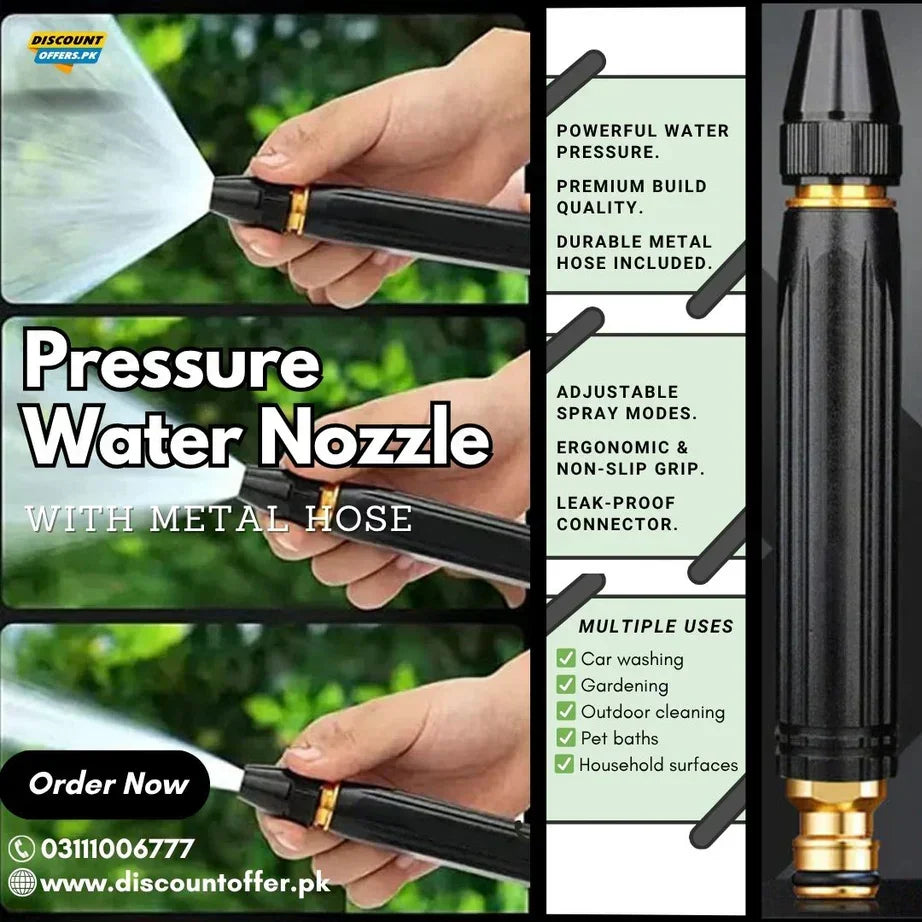 Mega Sale Offer - Imported High Quality Professional Pressure Water Nozzle with Metal Hose - PAK