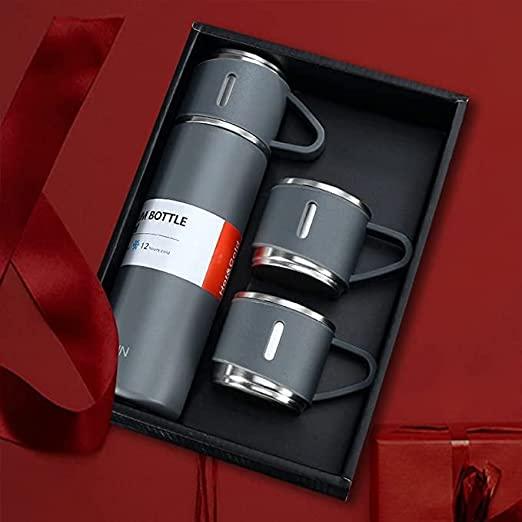 3-in-1 Vacuum Insulated Thermal Flask Set with Matching Cup Set - PAK