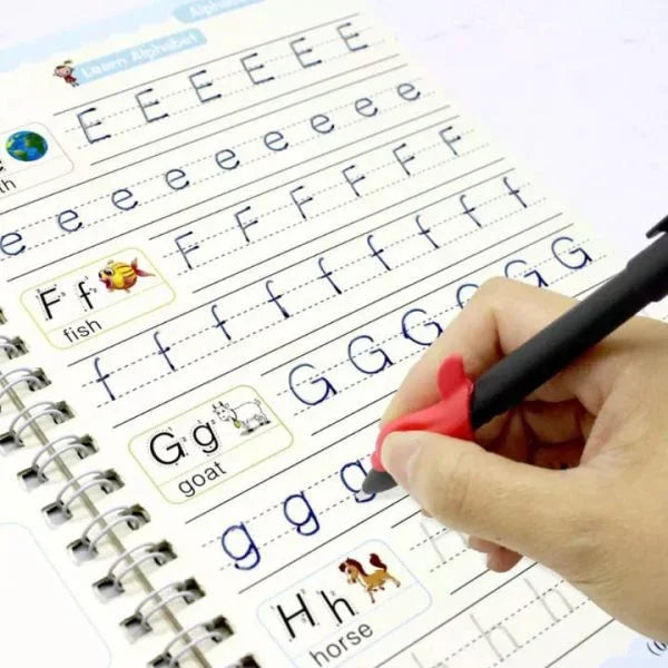 Sank Magic Tracing Books – Set of 4 Peice with magic pen & 10 refills. Fun, reusable handwriting practice for preschool kids - PAK