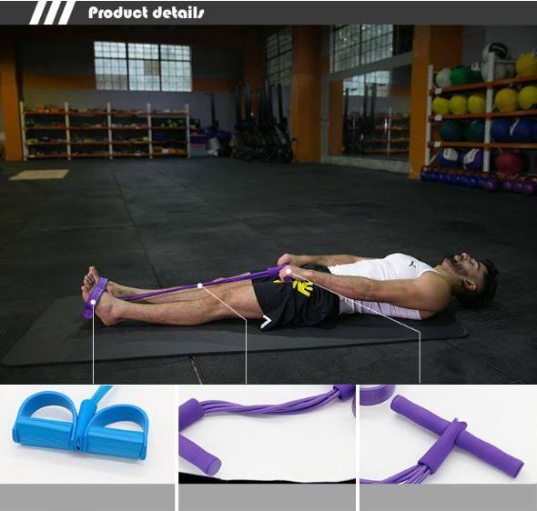 4-Tube Pedal Pull Rope Elastic Resistance Band for Home Fitness - PAK